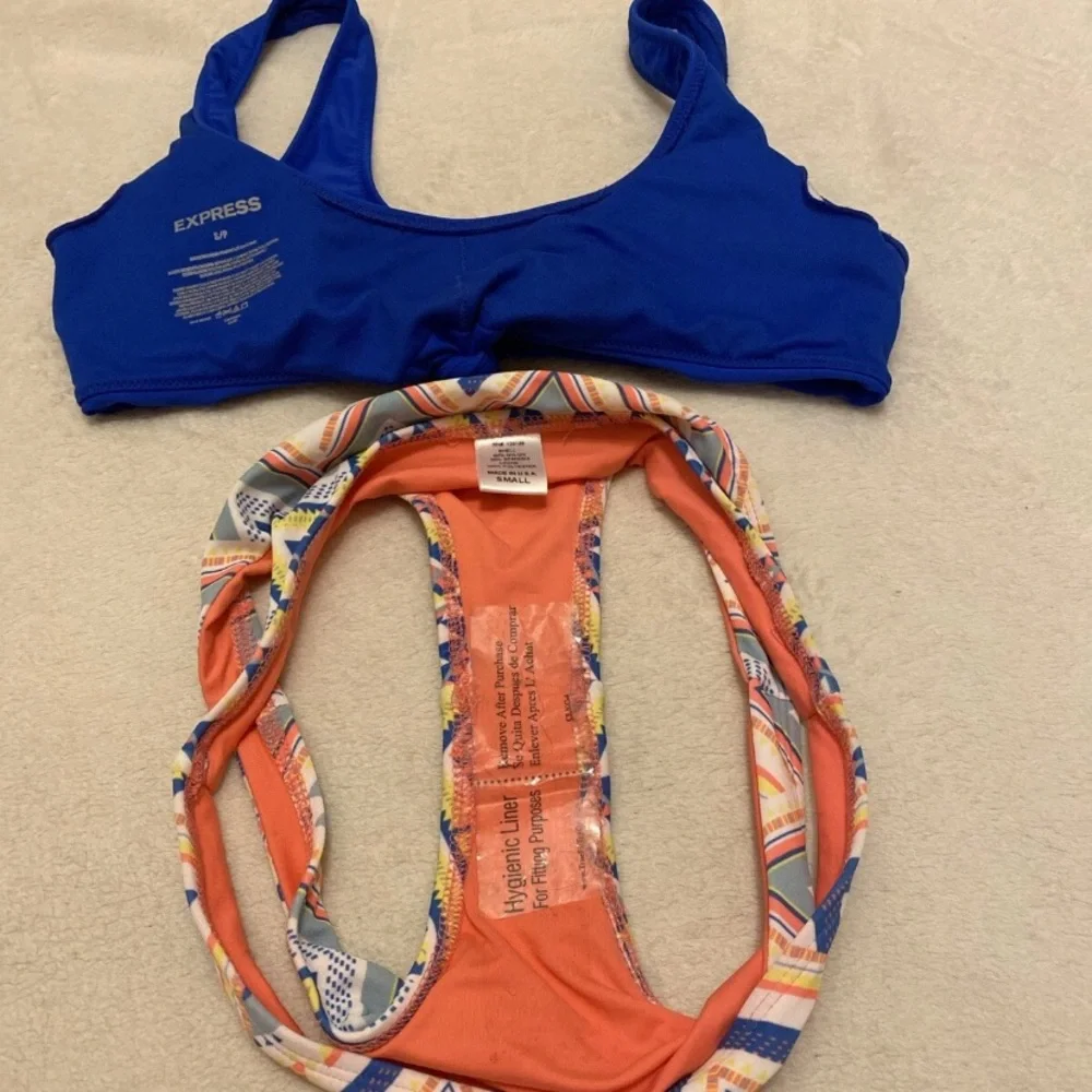 Express Royal Blue Bikini with Multicolor Patterned Bottom